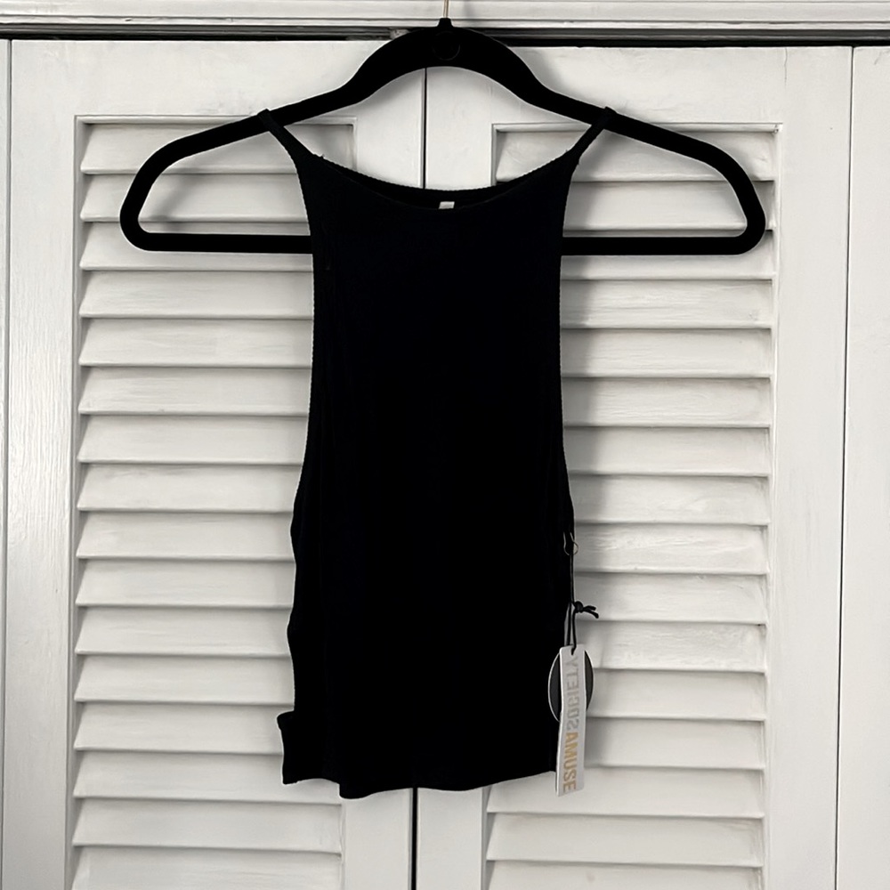 Black crop top with side cut outs!